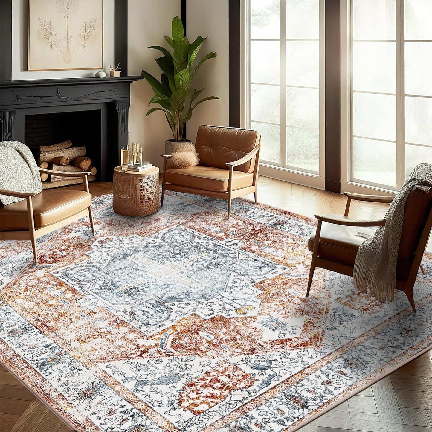 CHAMPLANT Area Rug Washable Living Room Non-Slip Kitchen Entryway Bedroom Carpet