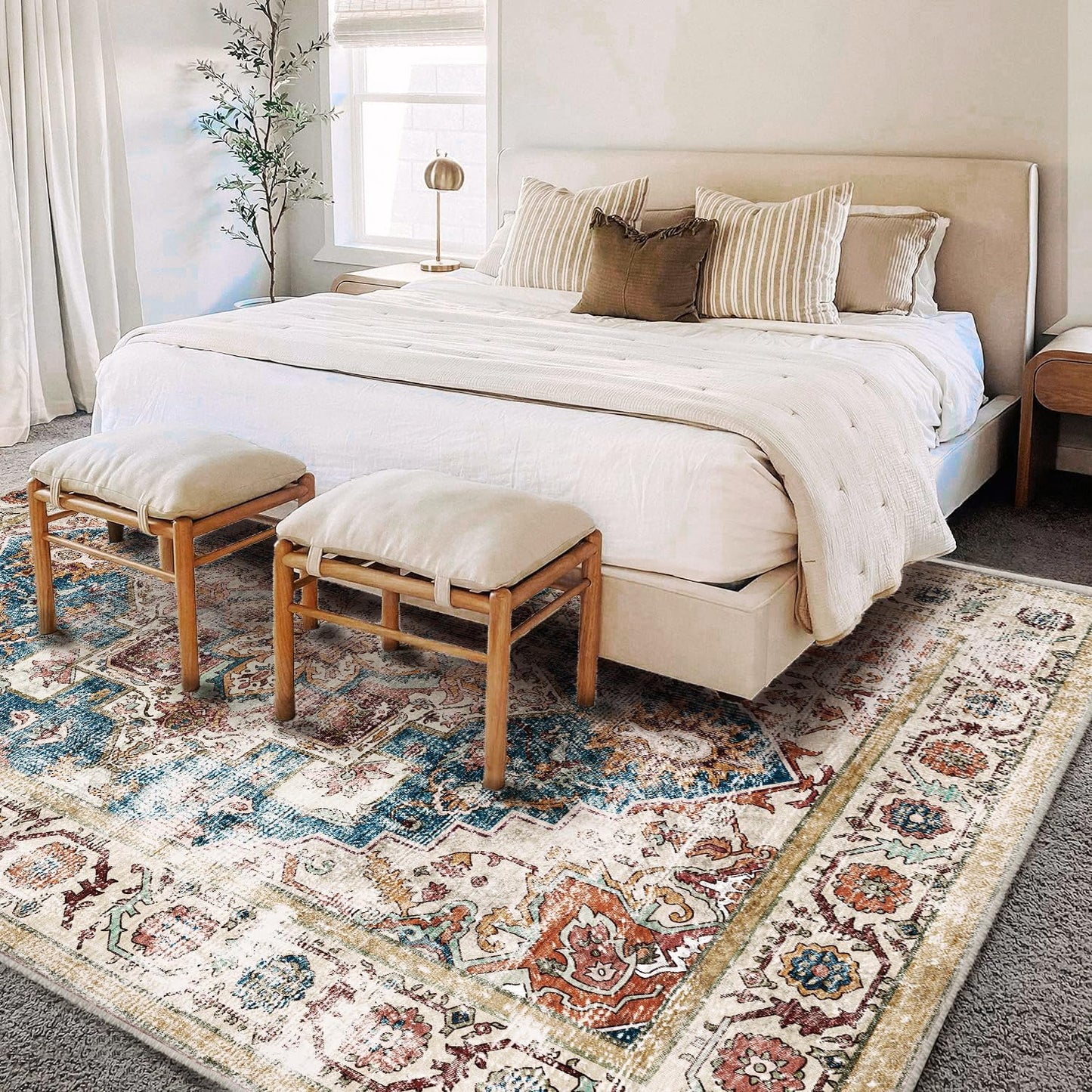 CHAMPLANT Area Rug Washable Living Room Non-Slip Kitchen Entryway Bedroom Carpet