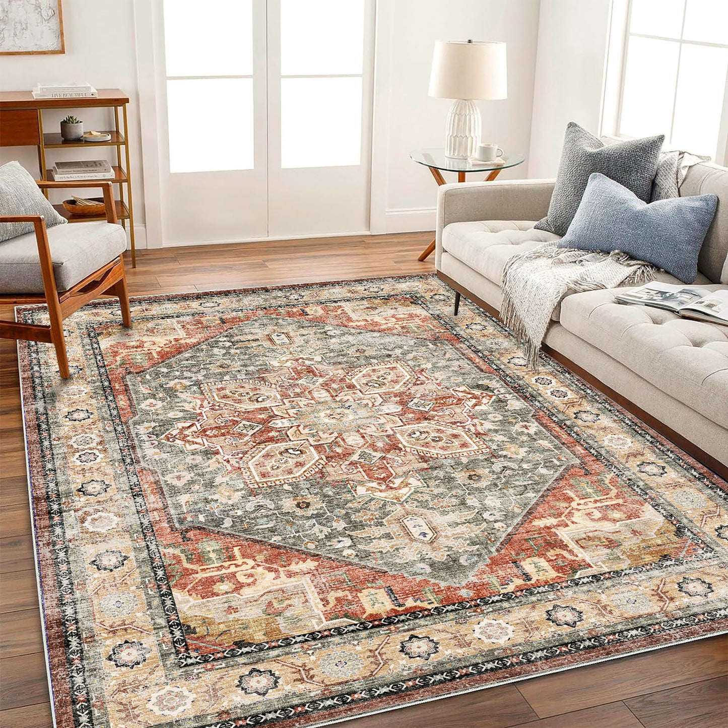 CHAMPLANT Area Rug Washable Living Room Non-Slip Kitchen Entryway Bedroom Carpet