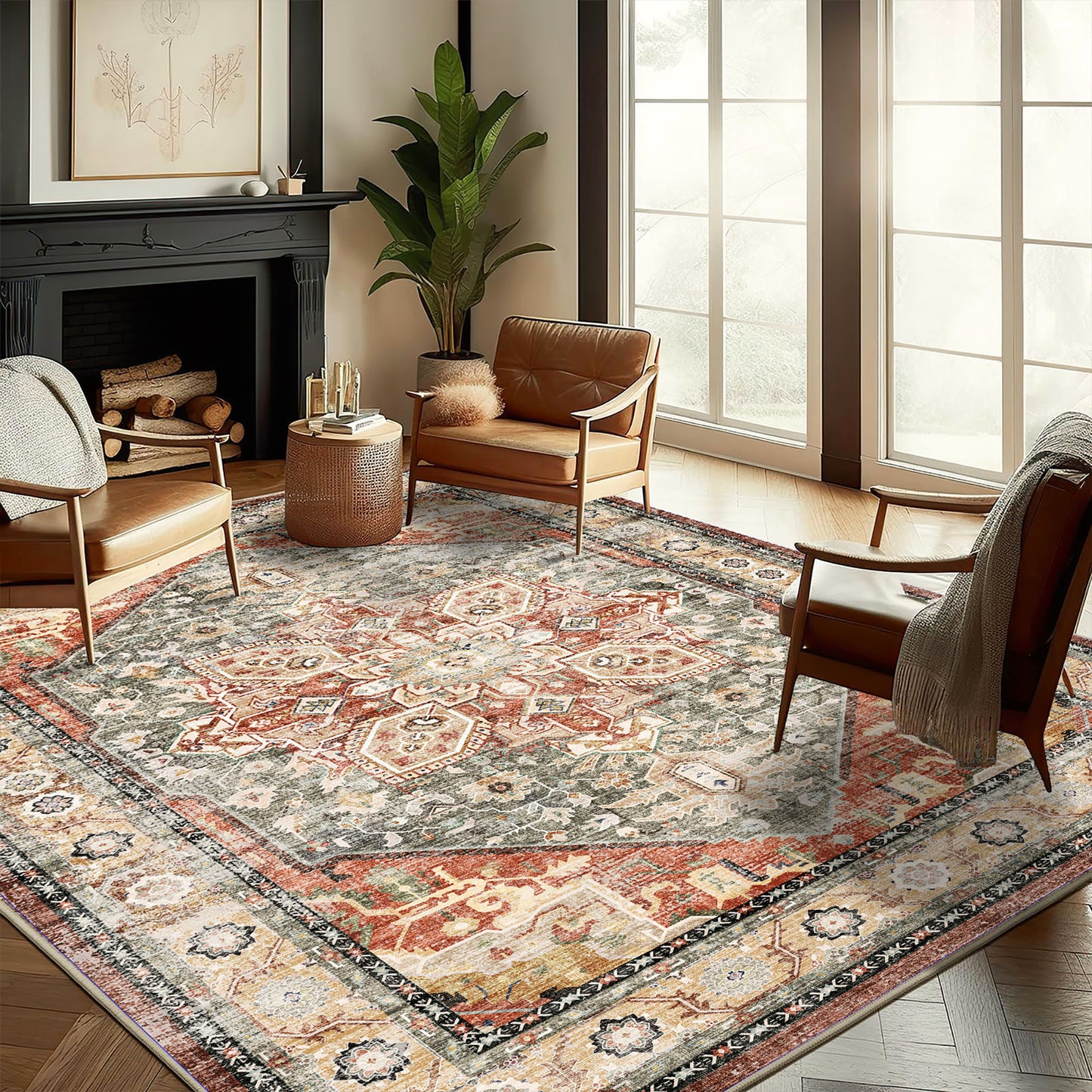 CHAMPLANT Area Rug Washable Living Room Non-Slip Kitchen Entryway Bedroom Carpet