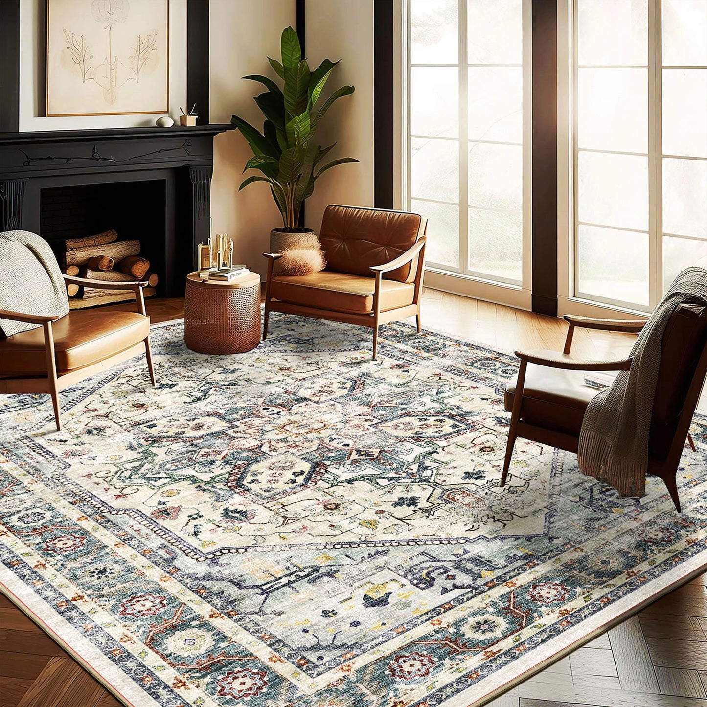 CHAMPLANT Area Rug Washable Living Room Non-Slip Kitchen Entryway Bedroom Carpet