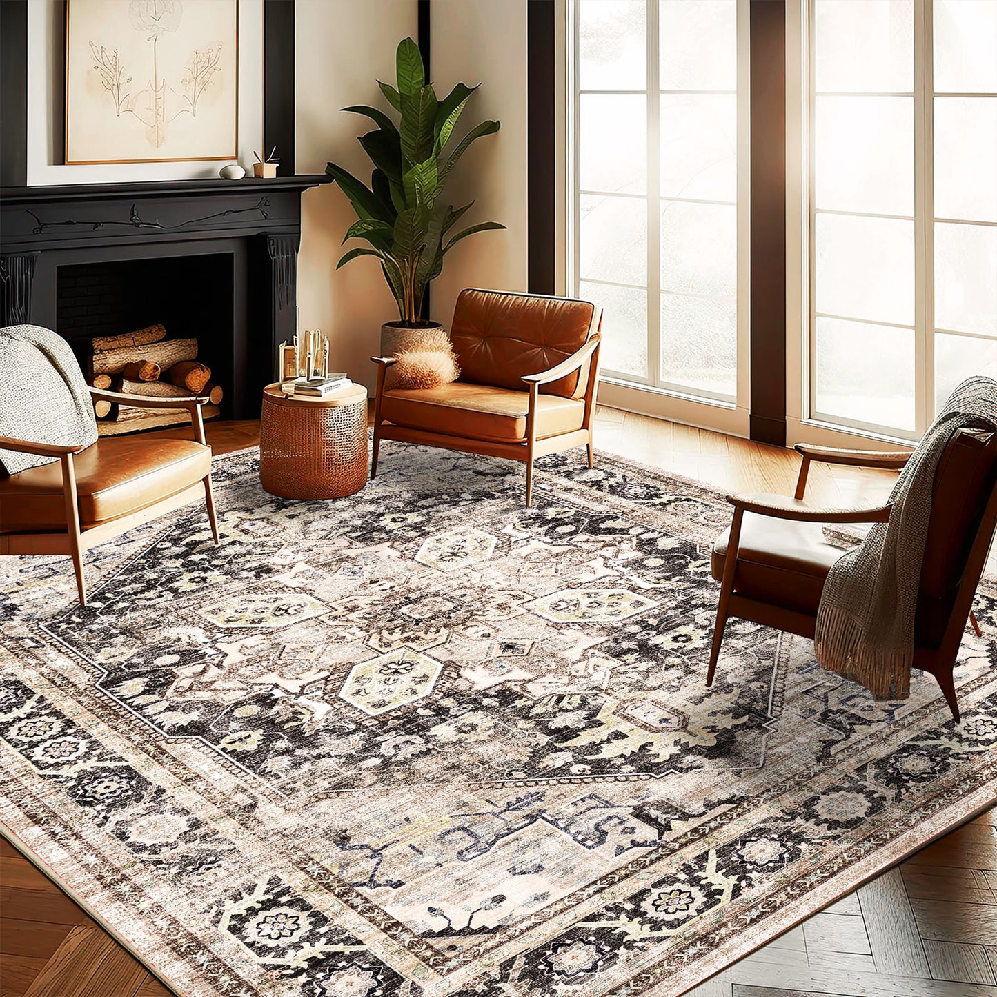 CHAMPLANT Area Rug Washable Living Room Non-Slip Kitchen Entryway Bedroom Carpet