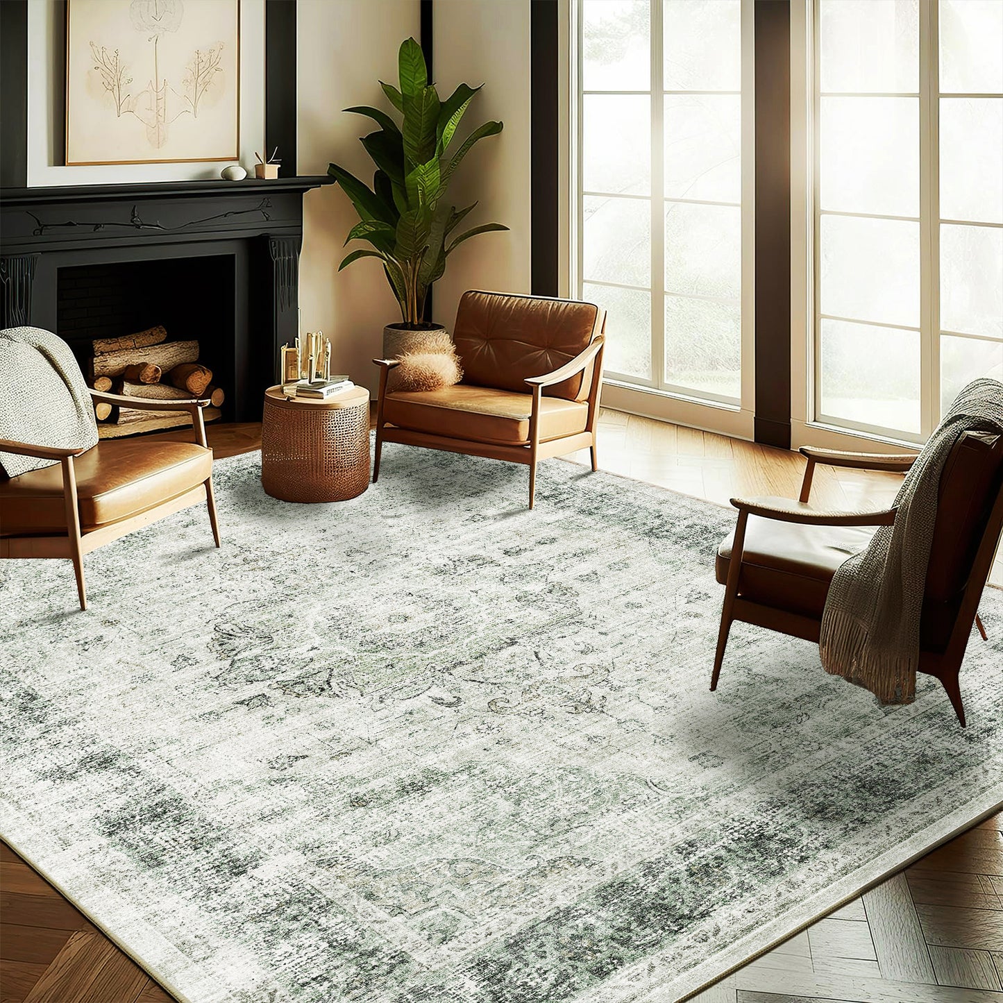 CHAMPLANT Area Rug Washable Living Room Non-Slip Kitchen Entryway Bedroom Carpet