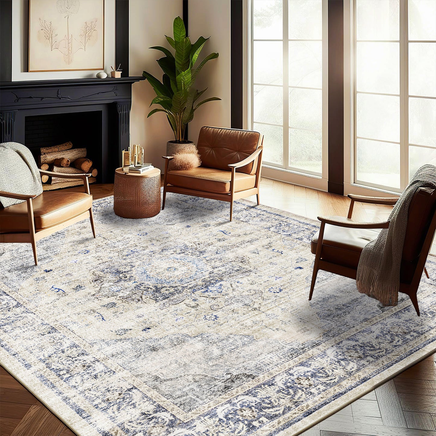 CHAMPLANT Area Rug Washable Living Room Non-Slip Kitchen Entryway Bedroom Carpet