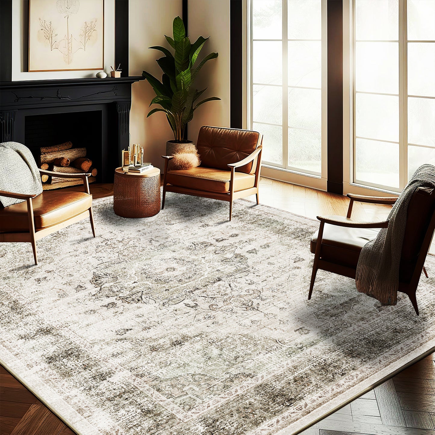 CHAMPLANT Area Rug Washable Living Room Non-Slip Kitchen Entryway Bedroom Carpet