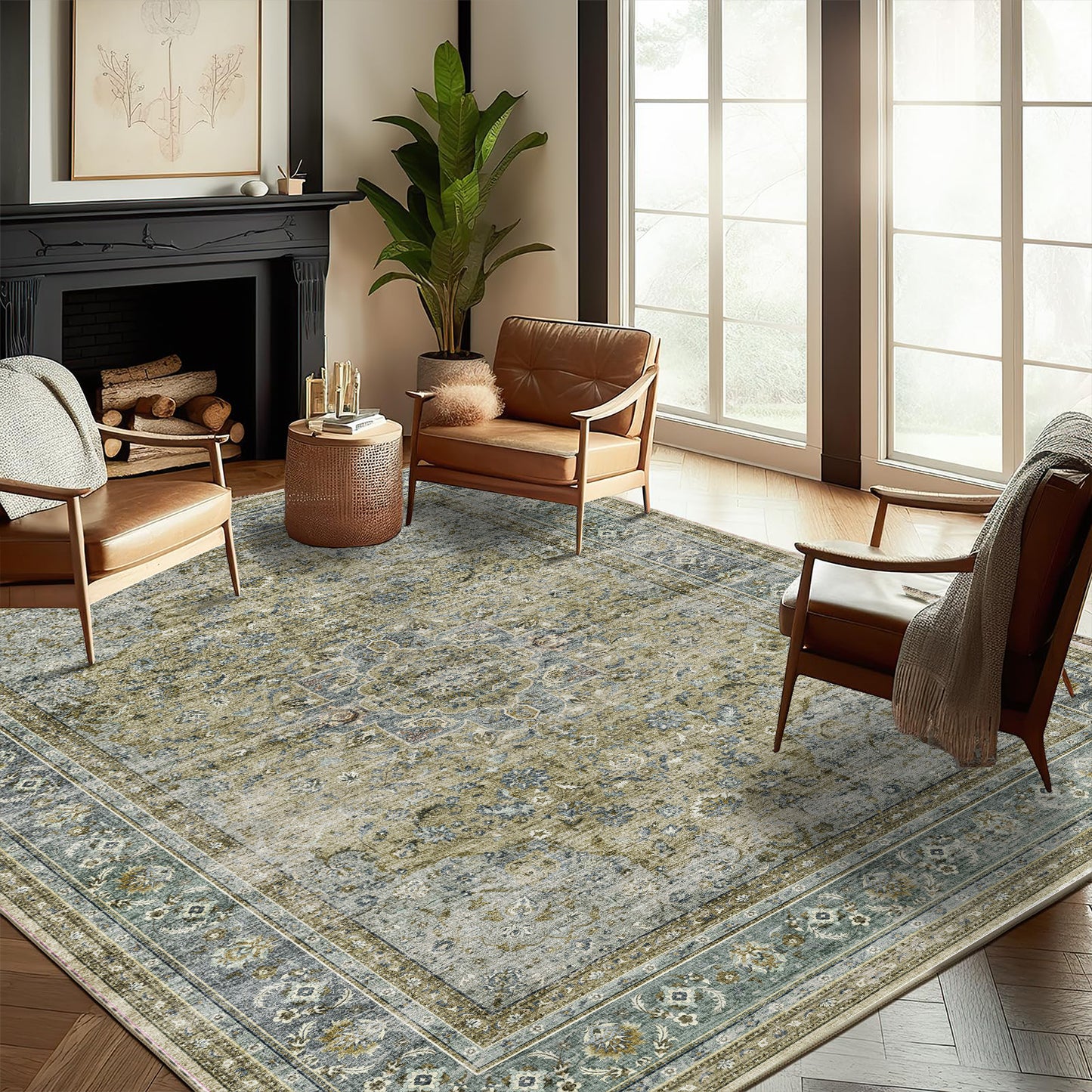 CHAMPLANT Area Rug Washable Living Room Non-Slip Kitchen Entryway Bedroom Carpet