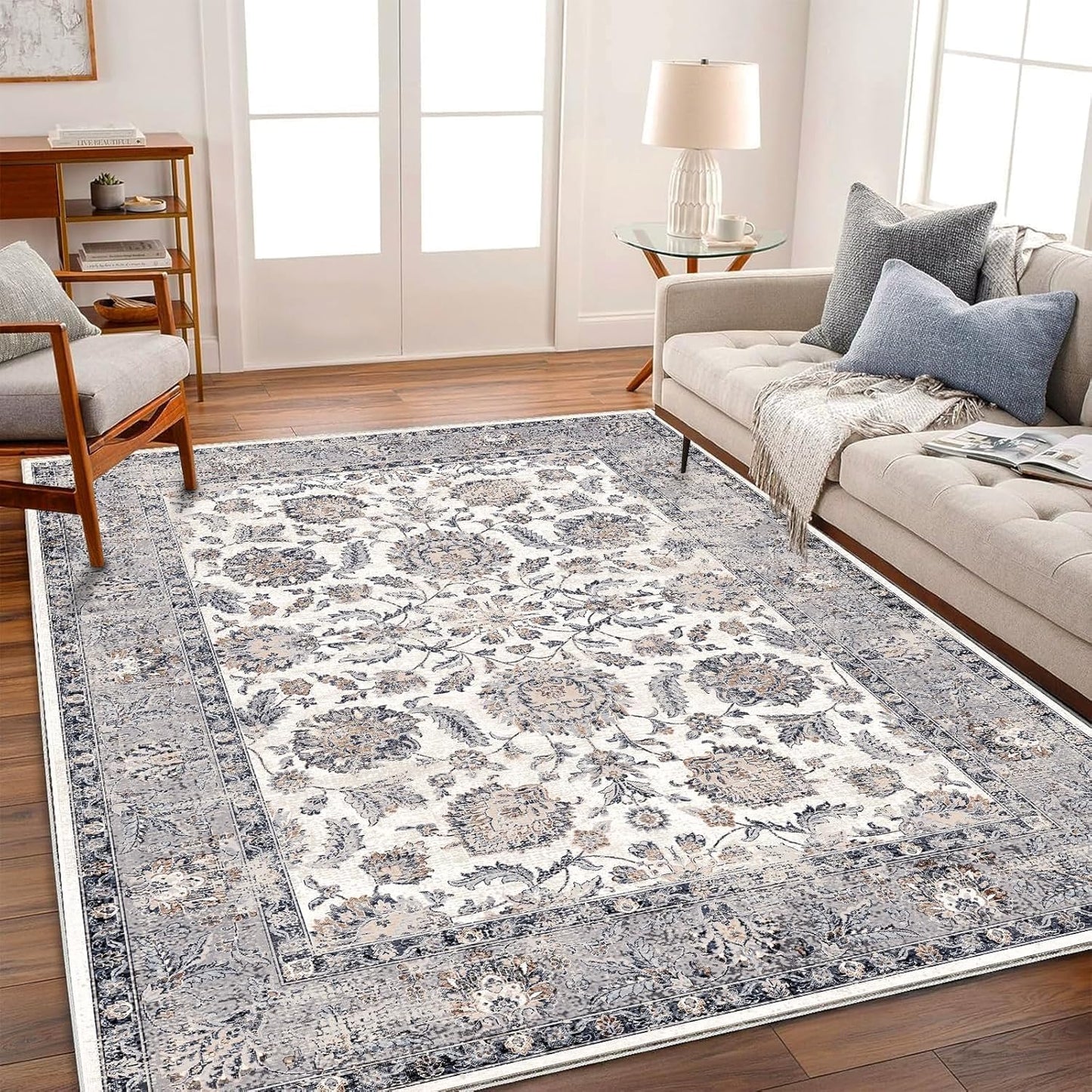 CHAMPLANT Retro Boho Design Area Rug Washable Living Room Non-Slip Kitchen Entryway Bathroom Bedroom Office Carpet
