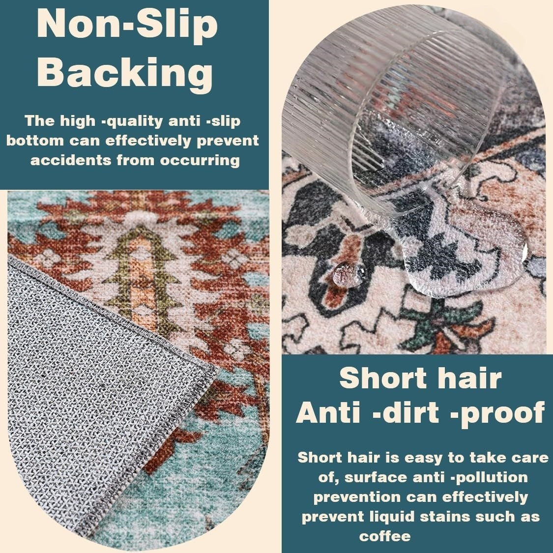 CHAMPLANT Area Rug Washable Living Room Non-Slip Kitchen Entryway Bedroom Carpet