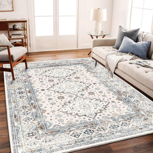 CHAMPLANT Retro Boho Design Area Rug Washable Living Room Non-Slip Kitchen Entryway Bathroom Bedroom Office Carpet