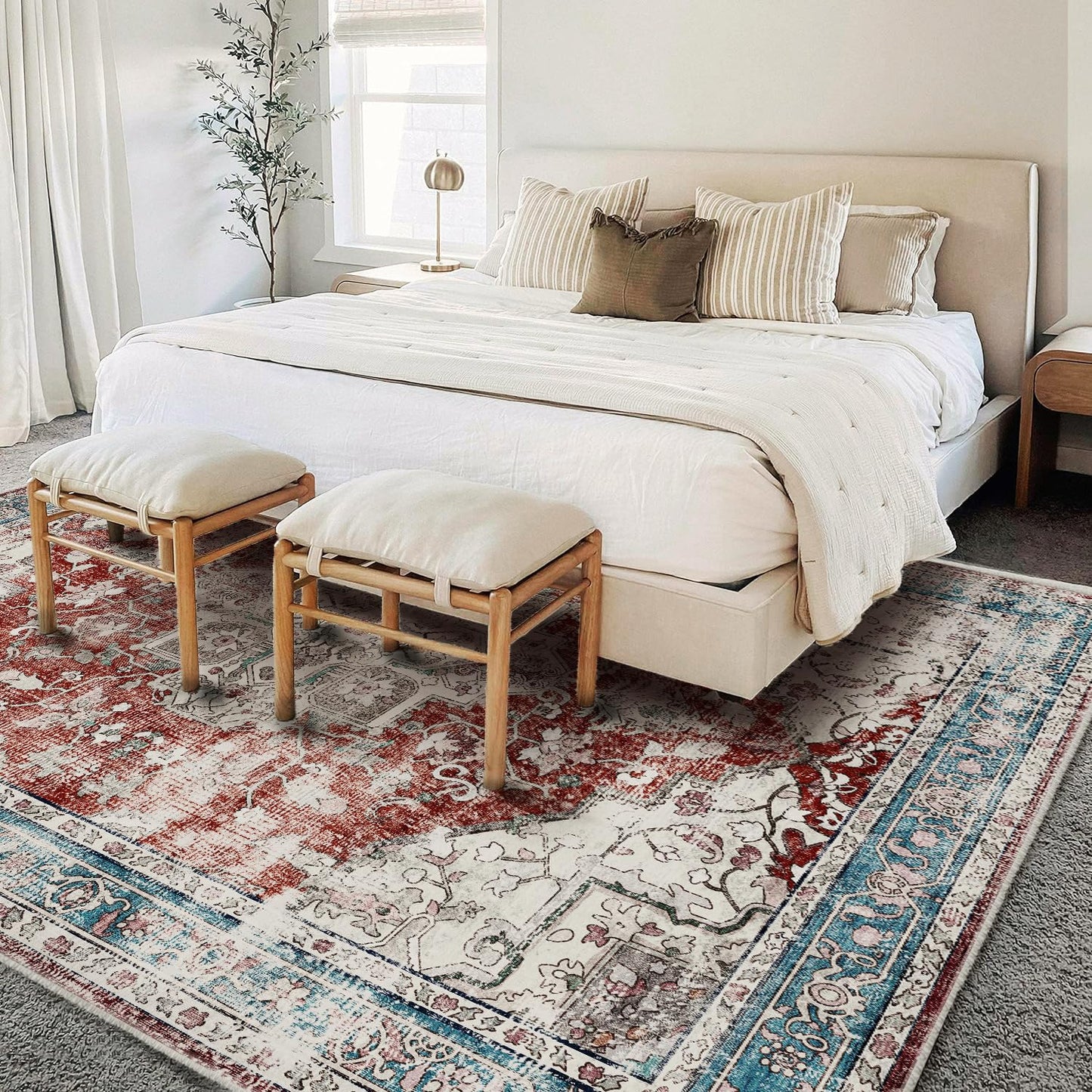 CHAMPLANT Area Rug Washable Living Room Non-Slip Kitchen Entryway Bedroom Carpet