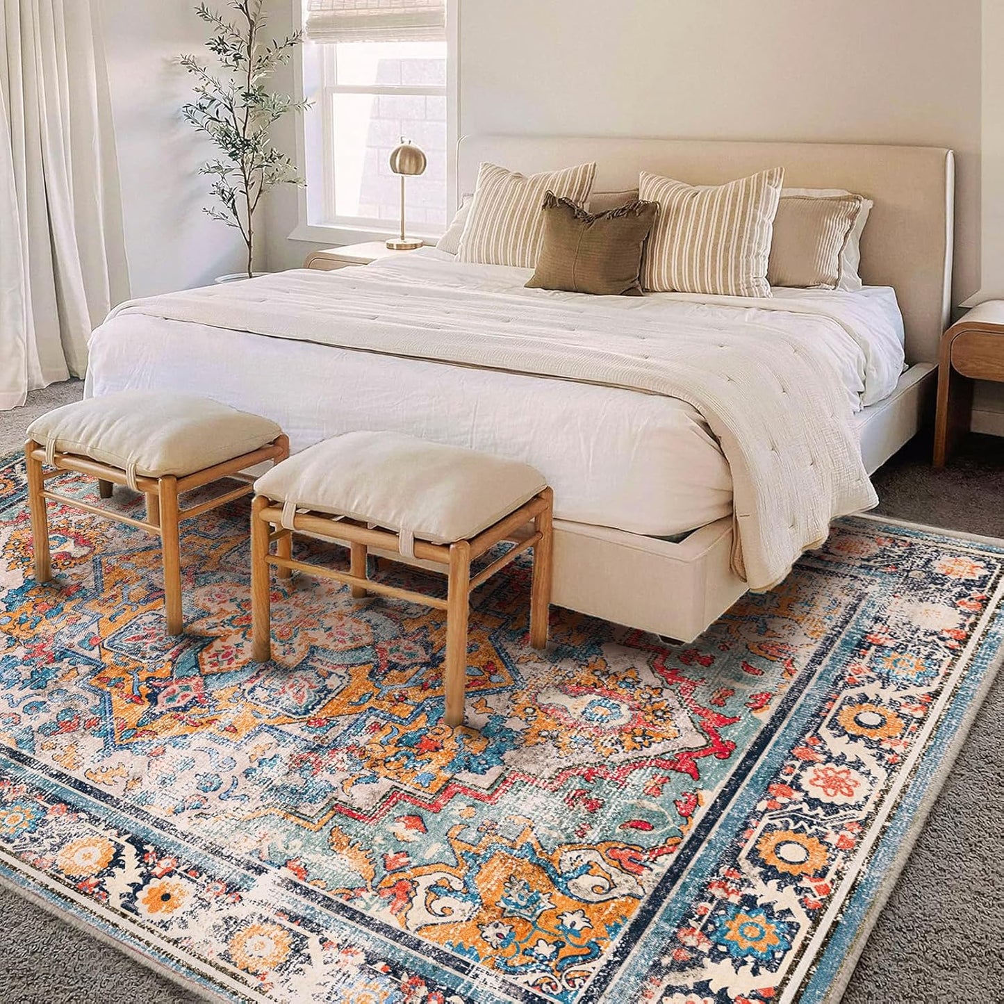 CHAMPLANT Area Rug Washable Living Room Non-Slip Kitchen Entryway Bedroom Carpet