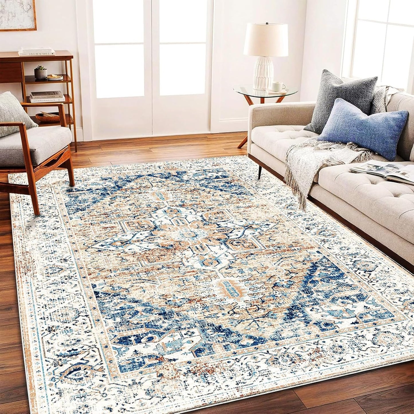 CHAMPLANT Retro Boho Design Area Rug Washable Living Room Non-Slip Kitchen Entryway Bathroom Bedroom Office Carpet