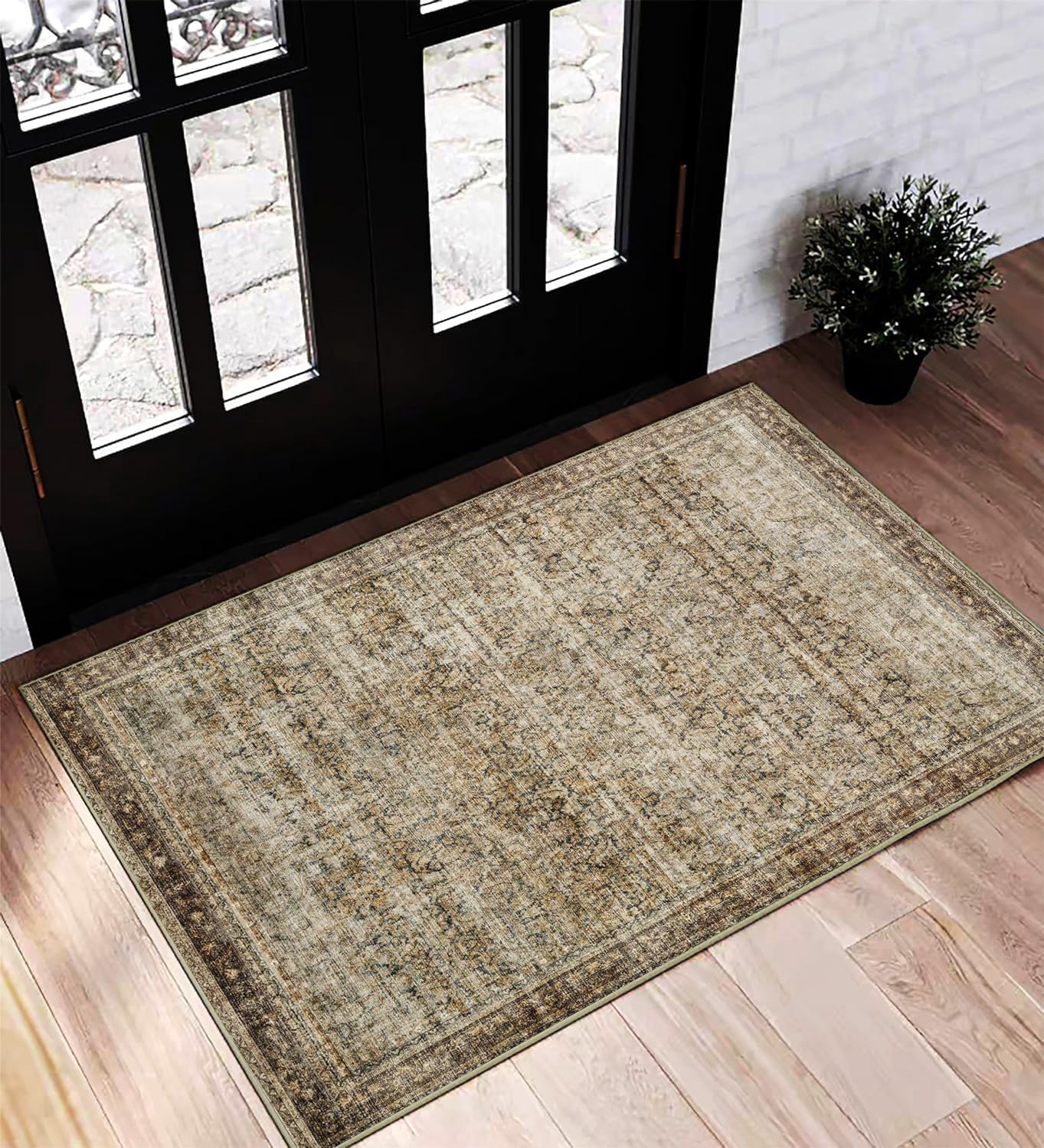 CHAMPLANT Retro Boho Design Area Rug Washable Living Room Non-Slip Kitchen Entryway Bathroom Bedroom Office Carpet